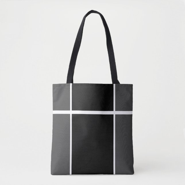 Tote Bag Bloc de couleur blanc foncé noir professionnel (Devant)