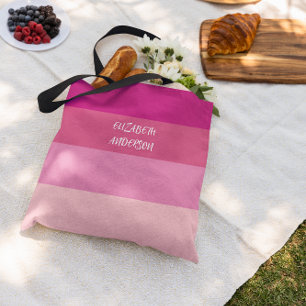 Tote Bag Blocage de couleur rose, bande horizontale