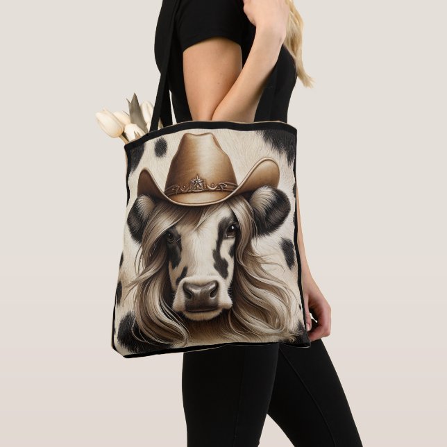 Tote Bag Blonde Country Cow Girl Drôle (De près)