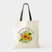 Bloom with God bolsa de tela para mujer cristiana