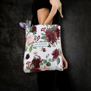 Tote Bag Blooms rustiques   Terracotta Marsala fête nuptial