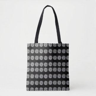 Tote Bag Blossoms blancs sur Black Vice Versa