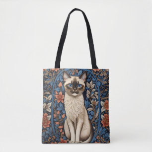 Tote Bag Blue Eyed Siamese Chat William Morris Inspiré