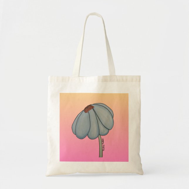Tote Bag Blue flower with pink background (Devant)