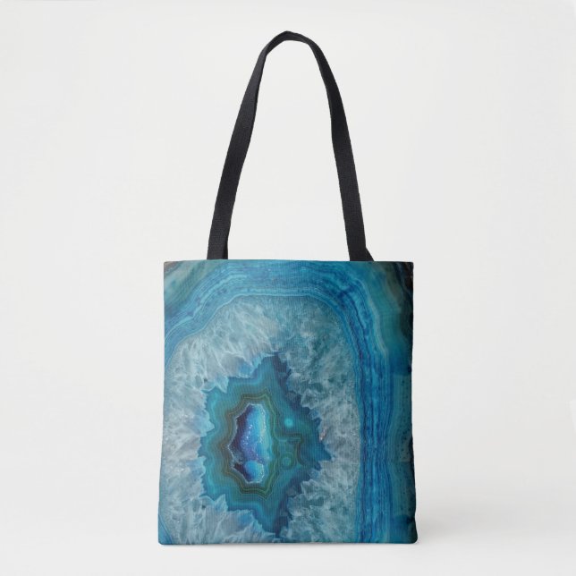 Tote Bag Blue Geode Rock Mineral Agate Crystal Image (Devant)