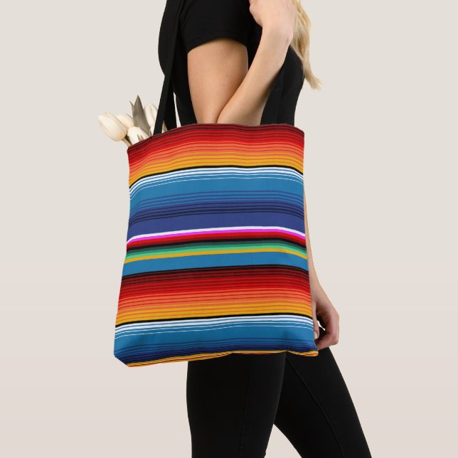 Tote Bag Blue Gold Red Sarape mexicaine (De près)