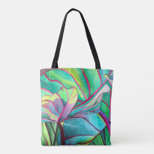 Tote Bag Blue Hawaii Tropical leaf folios art