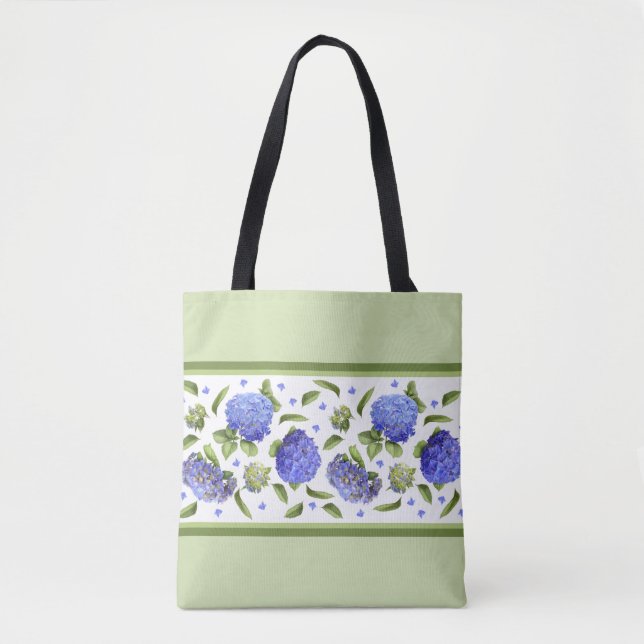 Tote Bag Blue Hydrangea Fleurs Motif botanique (Devant)