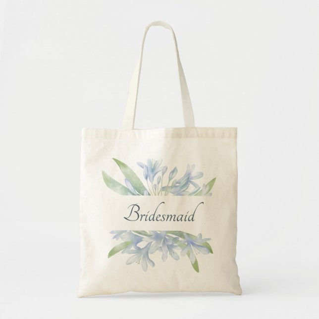 Tote Bag Blue Lilies Mariage aquarelle (Devant)
