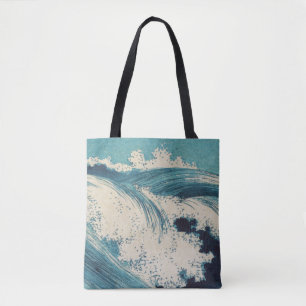 Tote Bag Blue Ocean Waves Bois japonais