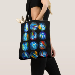 Tote Bag Blue planet nebula galaxy watercolor