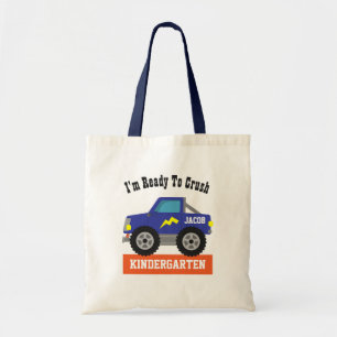 Tote Bag Blue Racing Truck Crush Kindergarten Boys