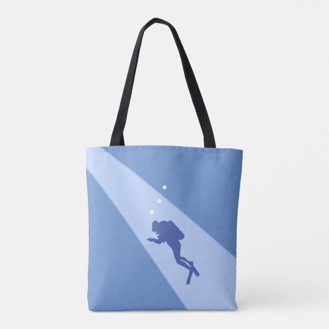 Tote Bag Blue Scuba Diver (Dos)