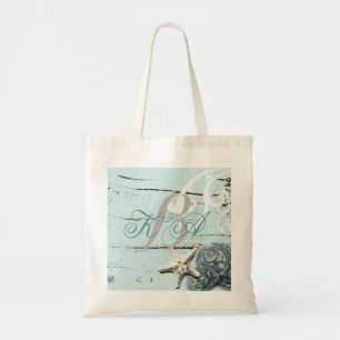 Tote Bag BLue Seashells Beach Mariage