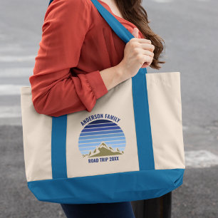Tote Bag Blue Sunset Mountain Custom Family Réunion Voyage