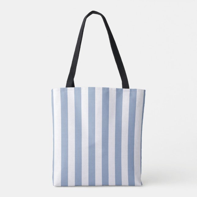 Tote Bag, Blue & White Stripe Vertical Bag (Back)