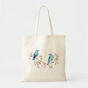 Tote Bag Bluebirds de montagne sur la branche Sakura