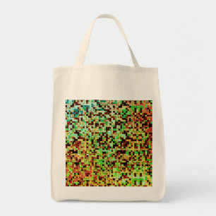 Tote Bag Blurred green and small squares or tiles