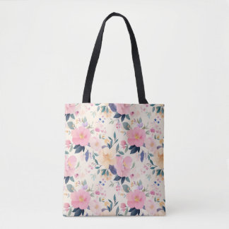 Tote Bag Blush & Bloom Rose Floral Chic Élégant