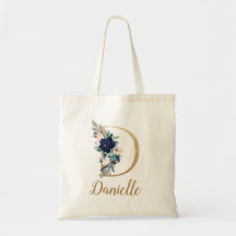 Blush Floral Lettre D Or Bleu Marine