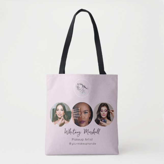Tote Bag Blush Pink Script Logo Photo Makeup Artist (Devant)