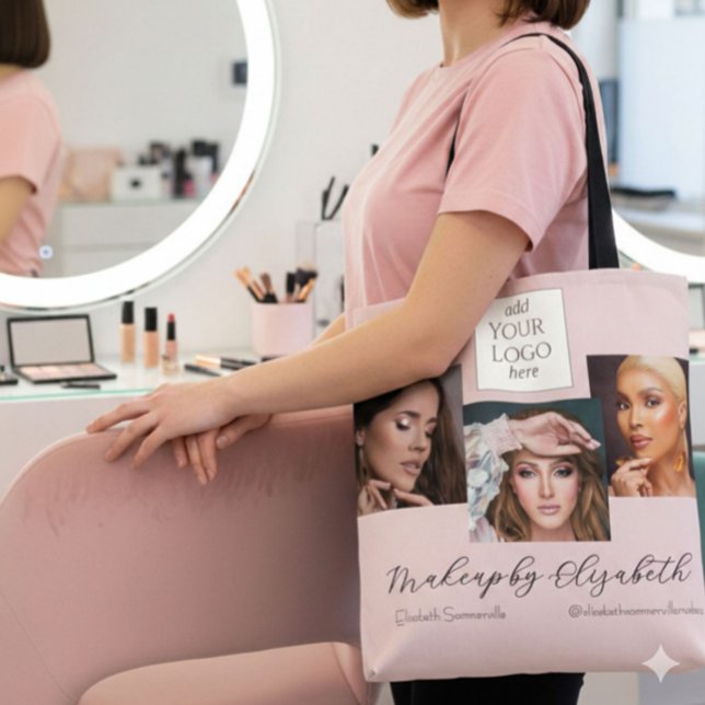 Tote Bag Blush Pink Script Logo Photo Makeup Studio (Créateur téléchargé)