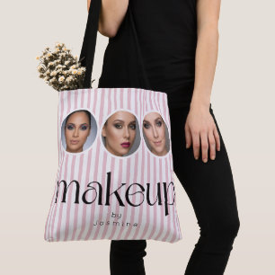 Tote Bag Blush Pink Stripe 3 Photo MUA Maquilleuse