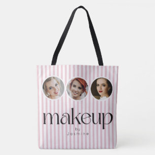 Tote Bag Blush Pink Stripe 3 Photo MUA Maquilleuse