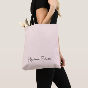 Tote Bag Blush Stylish Script Monogramme Nom Personnalisé