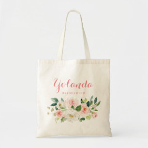 Tote Bag Blush watercolor floral bouquet bridesmaid gift