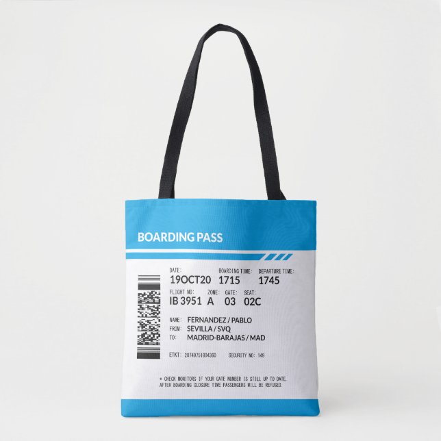 Tote Bag Boarding Pass (blue) (Devant)