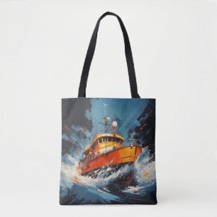 Tote Bag Boat Action Sport Peinture Art Décor Abstrait
