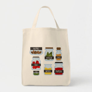 Tote Bag Bocaux d'épices colorés style cuisine