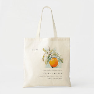 Tote Bag Boho Abstrait Sketchy Orange Garden Mariage