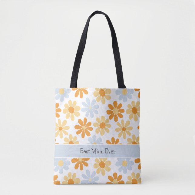 Tote Bag Boho Daisy Meilleur Mimi Jamais (Devant)