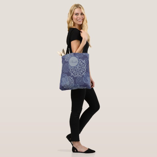 Tote Bag Boho Denim Moody Blues Mandalas Fourre-tout (Sur le modèle)