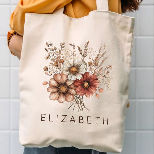 Tote Bag Boho Fleur Sauvage Enterrement de Vie de Jeune Fil