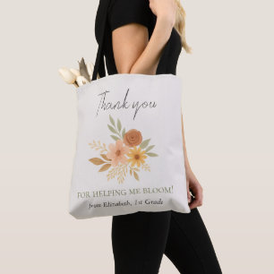 Tote Bag Boho Floral Aquarelle Enseignant Merci