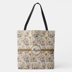Tote Bag Boho Floral en beige