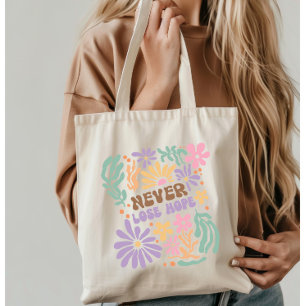 Tote Bag Boho Floral Retro ne perdez jamais espoir