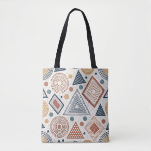 Tote Bag Boho formes géométriques Abstraites Motif en terre