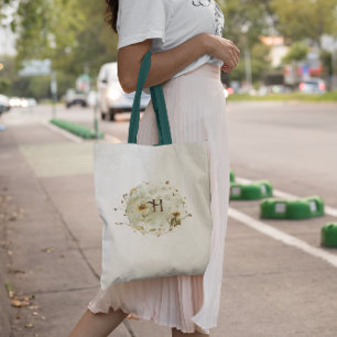 Tote Bag Boho Lune d'Automne Fleur Sauvage   Monogramme