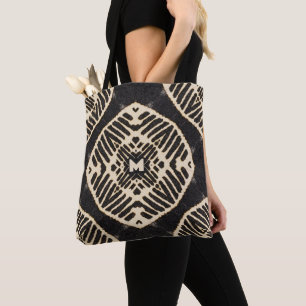 Tote Bag Boho motif géométrique monogramme gras