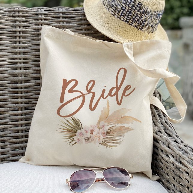 Tote Bag Boho Pampas Florale Mariée (Créateur téléchargé)