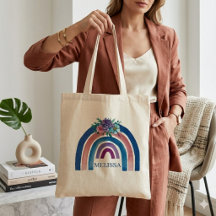 Boho personnalisé Arc-en-ciel avec Fleurs