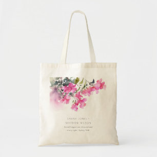 Tote Bag Boho Pink Green Bougainvillea Mariage