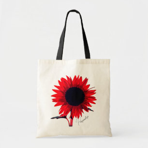 Tote Bag Boho Rouge Noir Tournesol Élégant