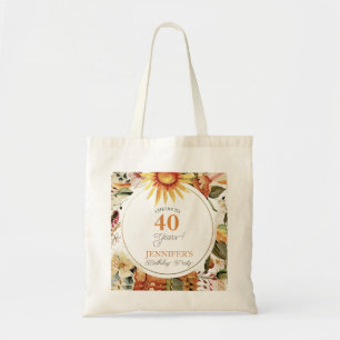 Tote Bag Boho Rustic Autumn Tournesol 40e fête d'anniversai