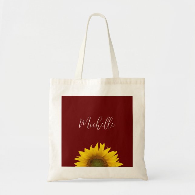 Tote Bag Boho Sunflower Simple Rouge Botanique Floral (Devant)