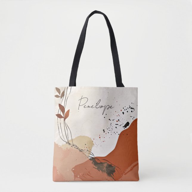 Tote Bag Boho Terracotta Abstrait Fourre-tout (Devant)